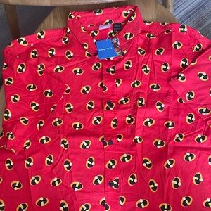 Disney Pixar Incredibles Logo all over button up shirt size 2xl NWT